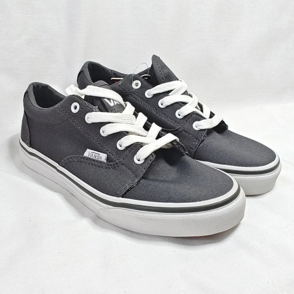 Vans Kress Sneakers Grey White Canvas Lace Up Youth Size 1 New Unisex